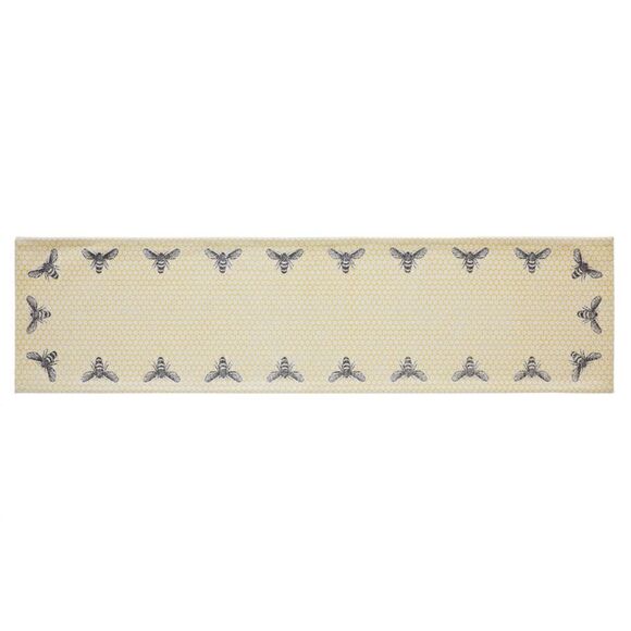 Farmhouse Honey Bee Cotton Table Runner 12x48 Country Yellow Cottagecore Shabby - Picture 3 of 5